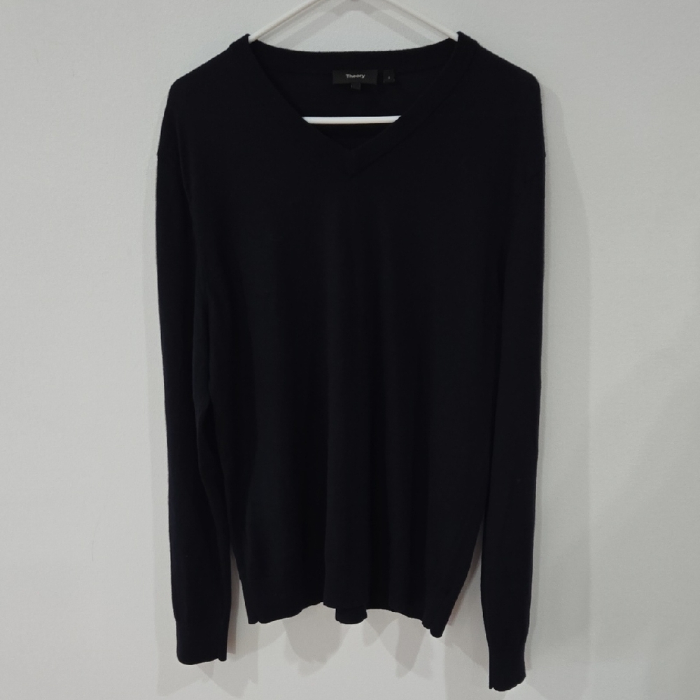 Theory Sz XL Men's Dark Navy Blue V-Neck Sweater